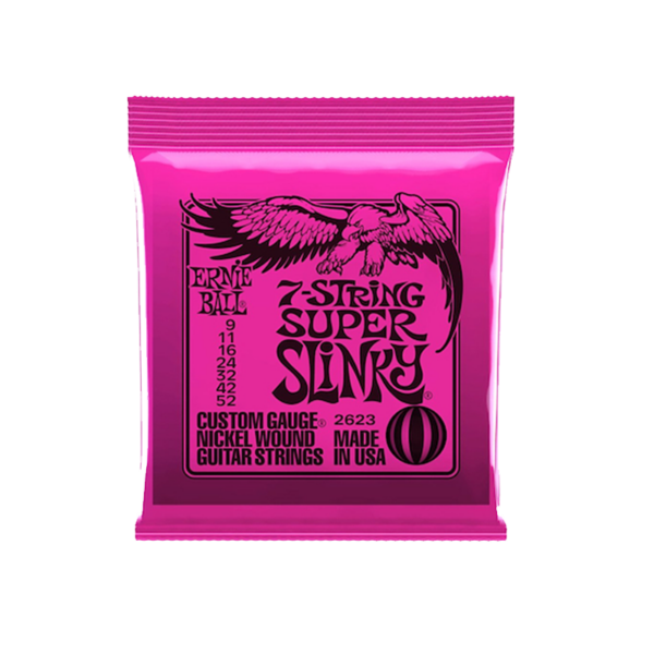 Cuerdas Ernie Ball 7-string Super Slinky para guitarra eléctrica de Calibre 9-52